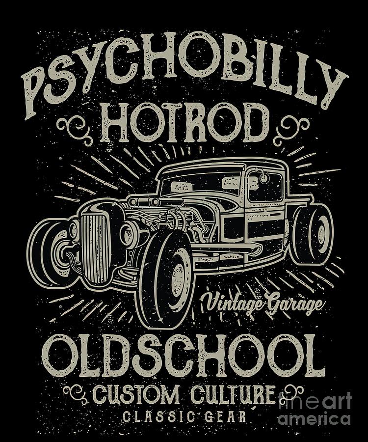 Psychobilly Hotrod Oldschool Painting by Morgan Russell | Pixels