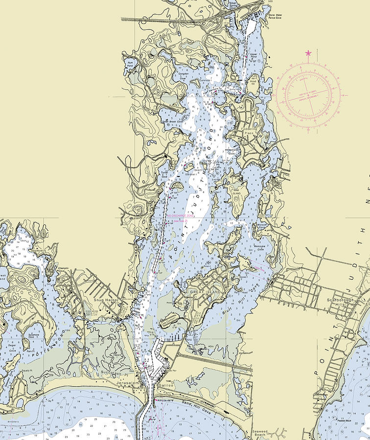 Pt Judith Pond Rhode Island Nautical Chart Digital Art by Bret Johnstad