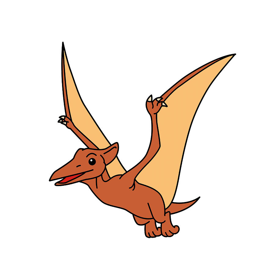 Pterodactyl dinosaur flying cartoon drawing Painting by Campbell Sonia ...