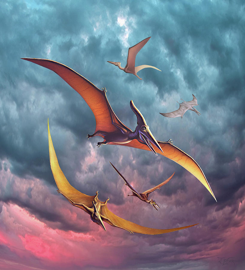 Jurassic World Digital Art - Pterosaur Squadron by Jerry LoFaro