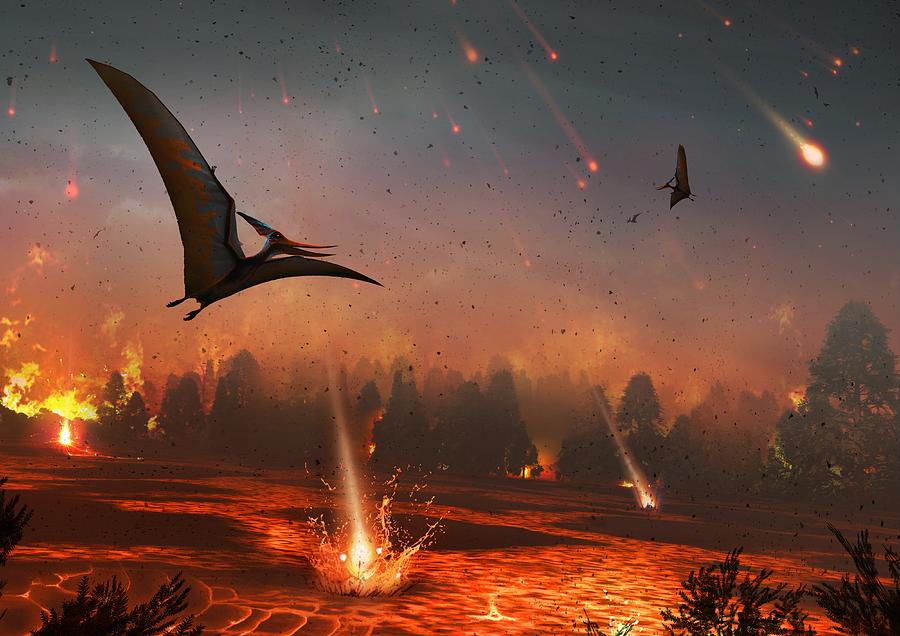Pterosaurs and mass extinction Drawing by Mark Garlick/science Photo Library
