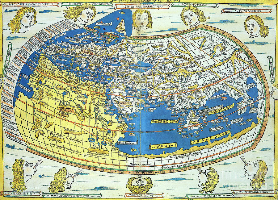 Ptolemaic World Map, 1482 Photograph by Granger