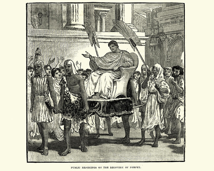 Public rejoiching on the recovery of Pompey Drawing by Duncan1890