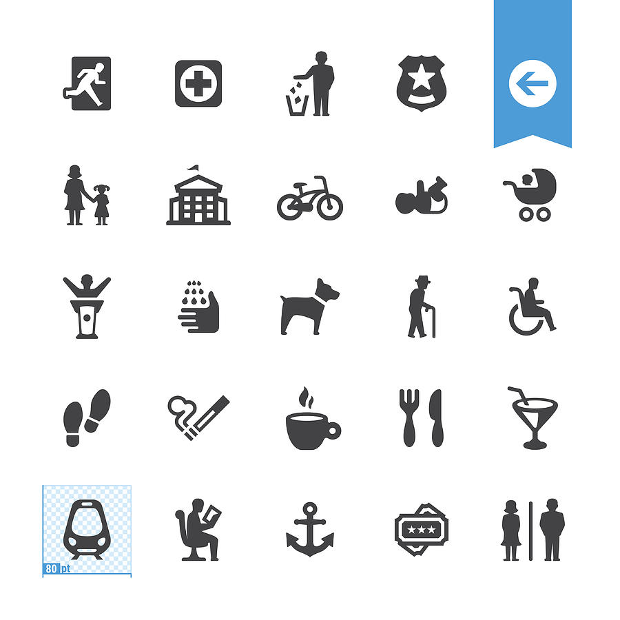 Public Space and Urban life vector icons Drawing by Lushik