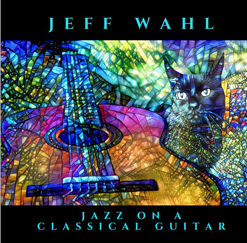 Published Album Cover - Jazz On a Classical Guitar by Jeff Wahl Mixed Media by Peggy Collins