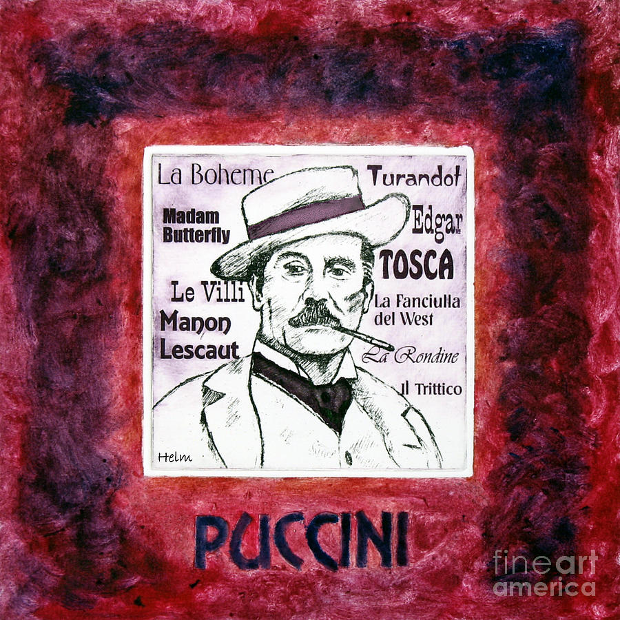 Portrait Drawing - Puccini portrait by Paul Helm