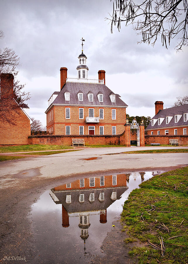 Puddle Reflection of the Governors Palace - Colonial Williamsburg, VA Photograph by Marilyn DeBlock