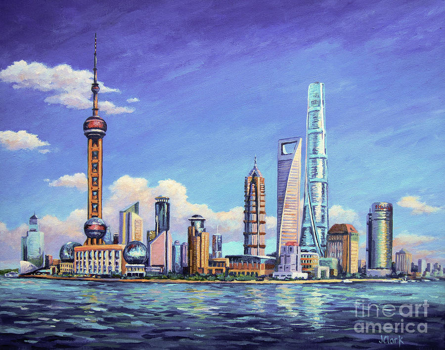 City Painting - Pudong Skyline  Shanghai by John Clark