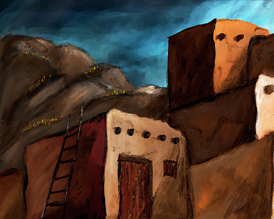 Pueblo One of Three Triptych Digital Art by Ken Taylor