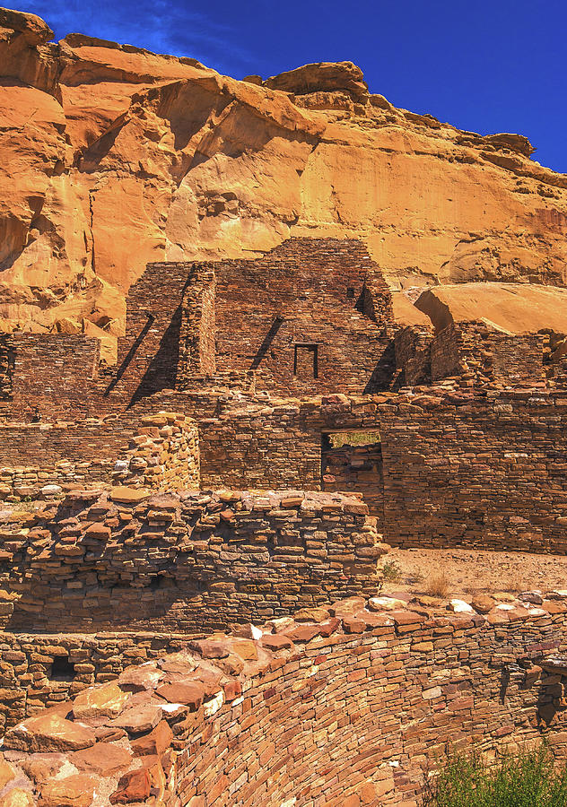 Pueblo Bonito and Kiva Chaco Canyon New Mexico Vertical by Abbie Matthews