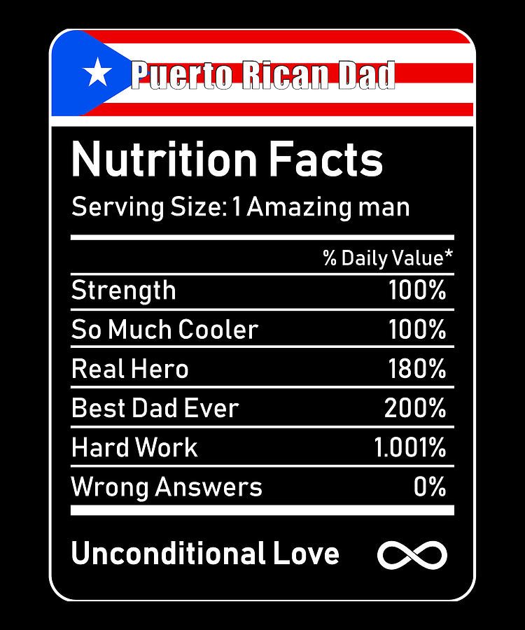Download Puerto Rican Dad Nutrition Facts Digital Art By Wowshirt