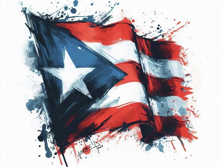 Puerto Rican Flag Digital Art by Charlie Roman