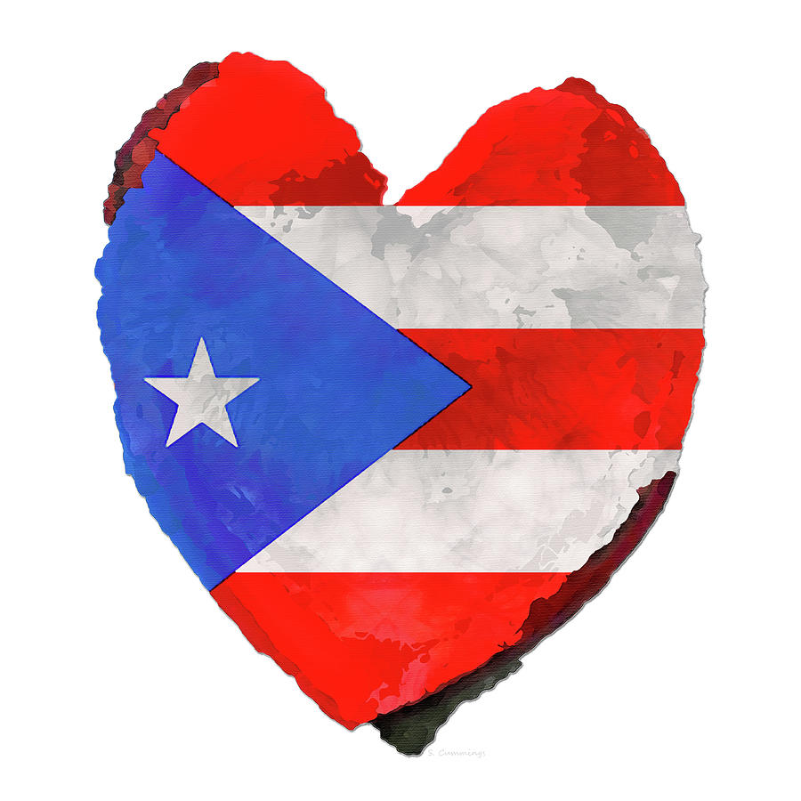 Flag Painting - Puerto Rican Flag - Puerto Rico Love by Sharon Cummings