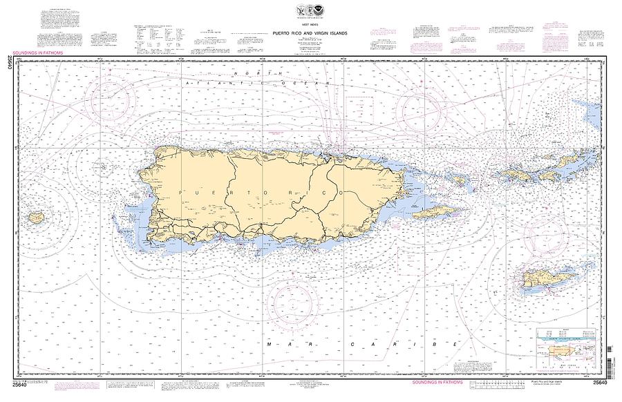 Puerto Rico and Virgin Islands, NOAA Chart 25640 Digital Art by Nautical Chartworks