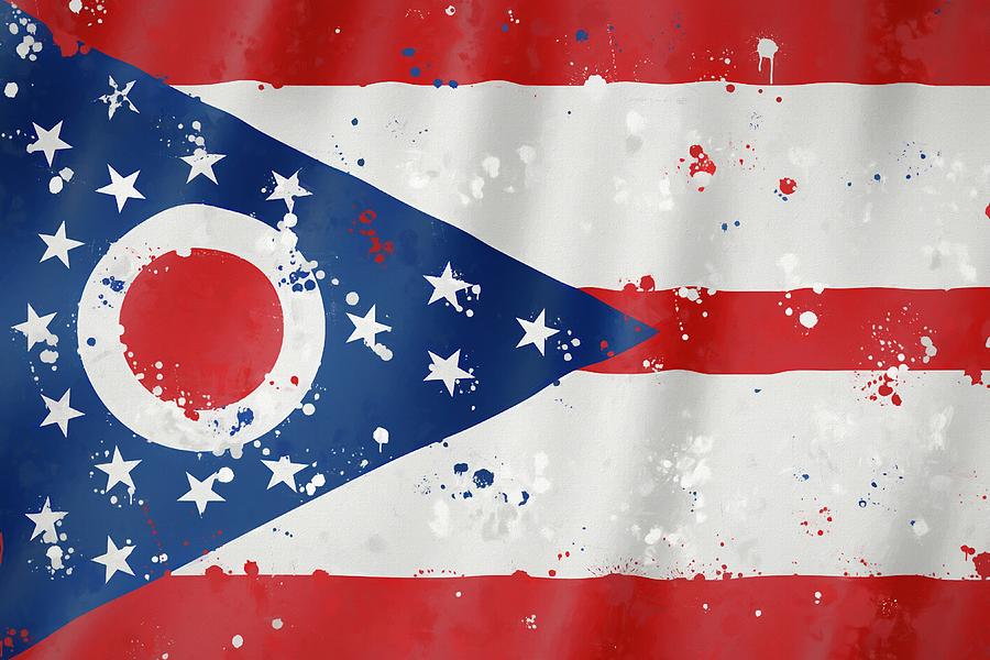 Puerto Rico Flag Paint Splatter Painting by Dan Sproul