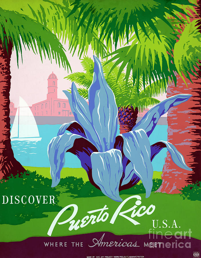 Puerto Rico Poster, c1938 Drawing by Frank S Nicholson