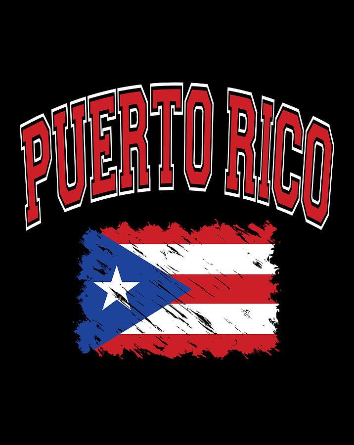 Puerto Rico Varsity Lettering With Paintbrush Style Flag Gift Items ...