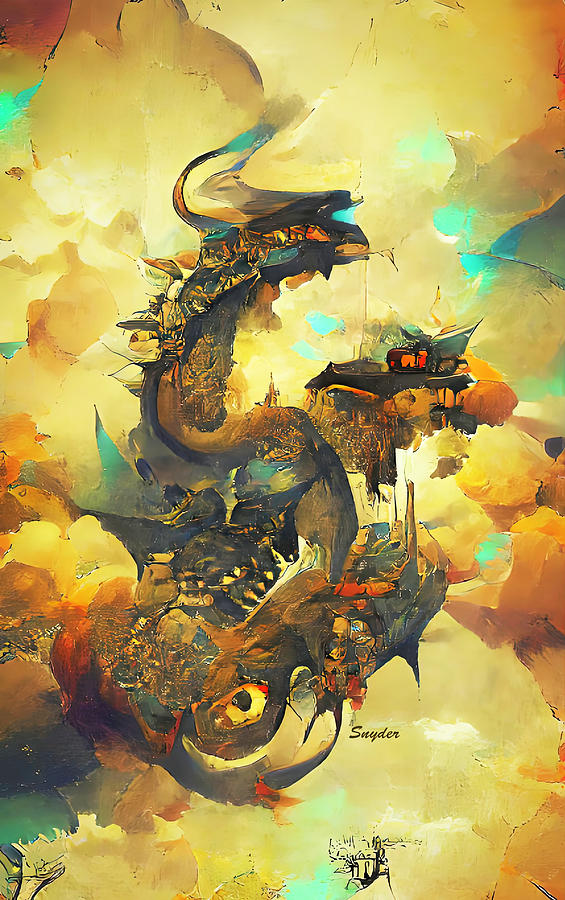 Puff The Magic Dragon in the Land of Steampunk AI Digital Art by Floyd Snyder