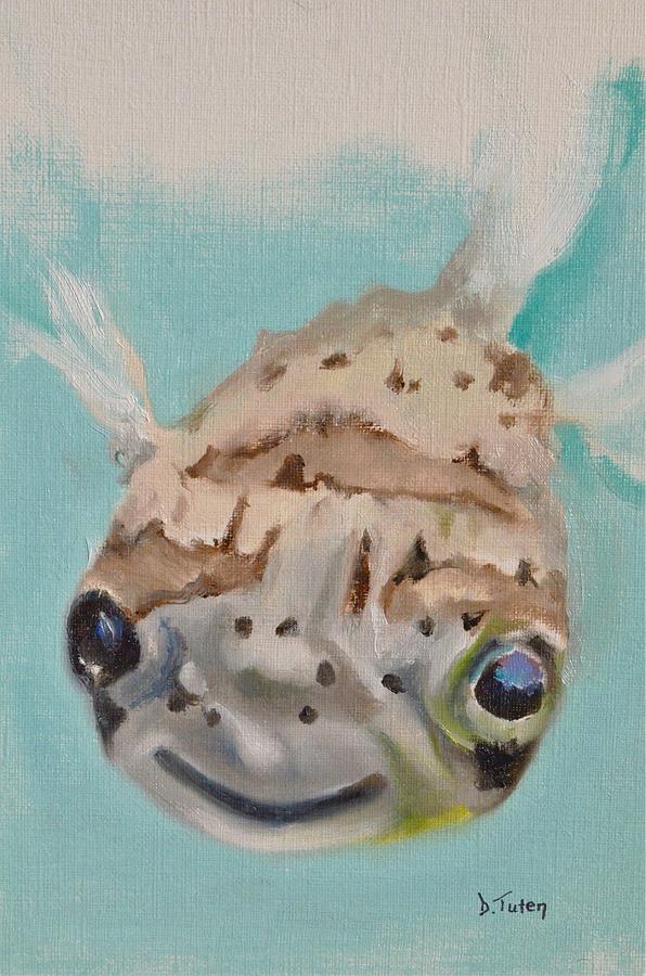 Puffer Fish Underwater Painting Series Painting by Donna Tuten