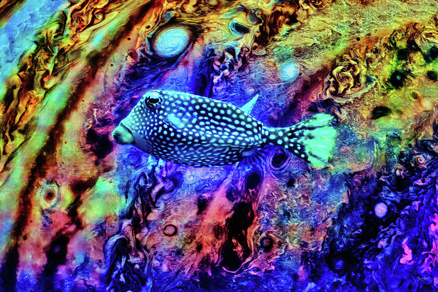 Pufferfish in Jupiter sea Digital Art by Bruce Block