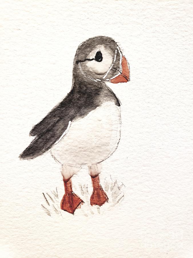 Puffin Bird Painting by Margaret Welsh Willowsilk