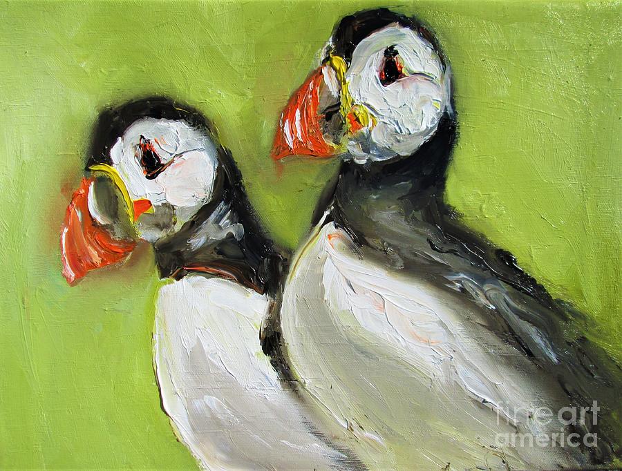 Puffin paintings  Painting by Mary Cahalan Lee - aka PIXI