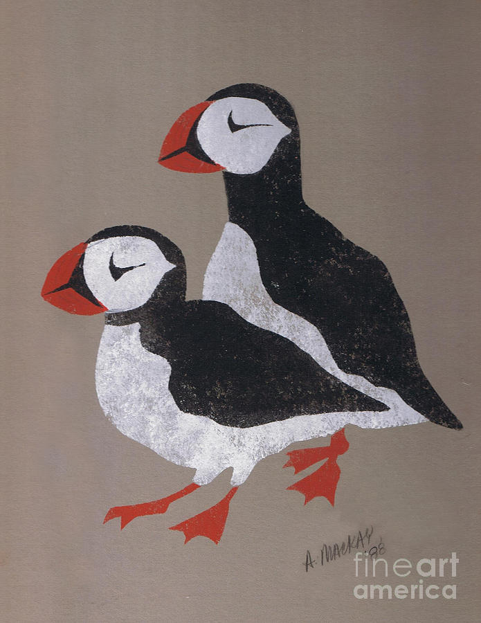 PUFFIN PAIR - Artists Proof 2 Painting by Art MacKay