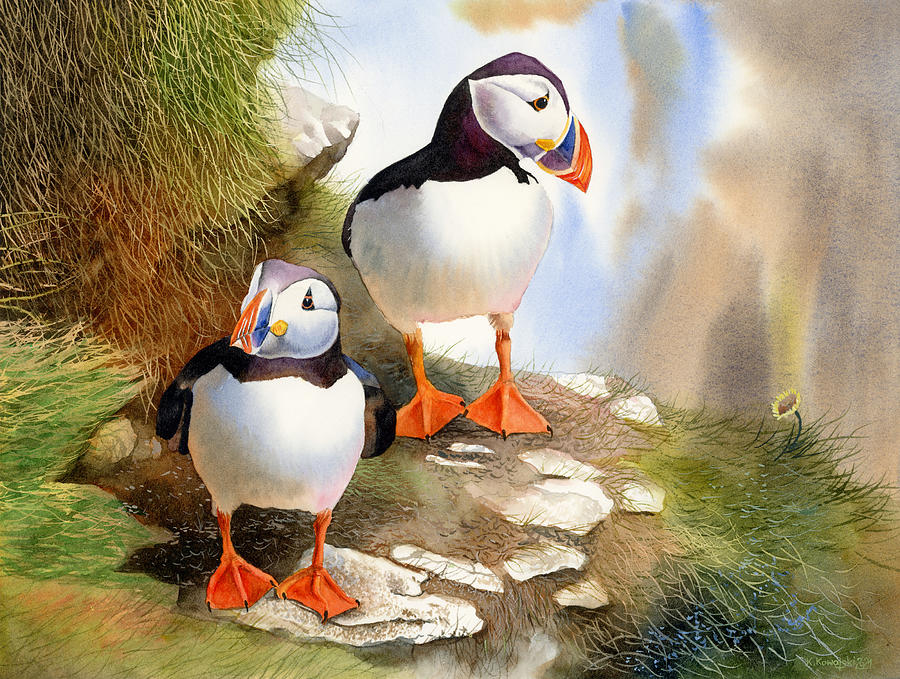 Puffins Painting by Espero Art