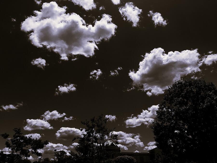 Puffy clouds in black-and-white Photograph by Thomas Brewster