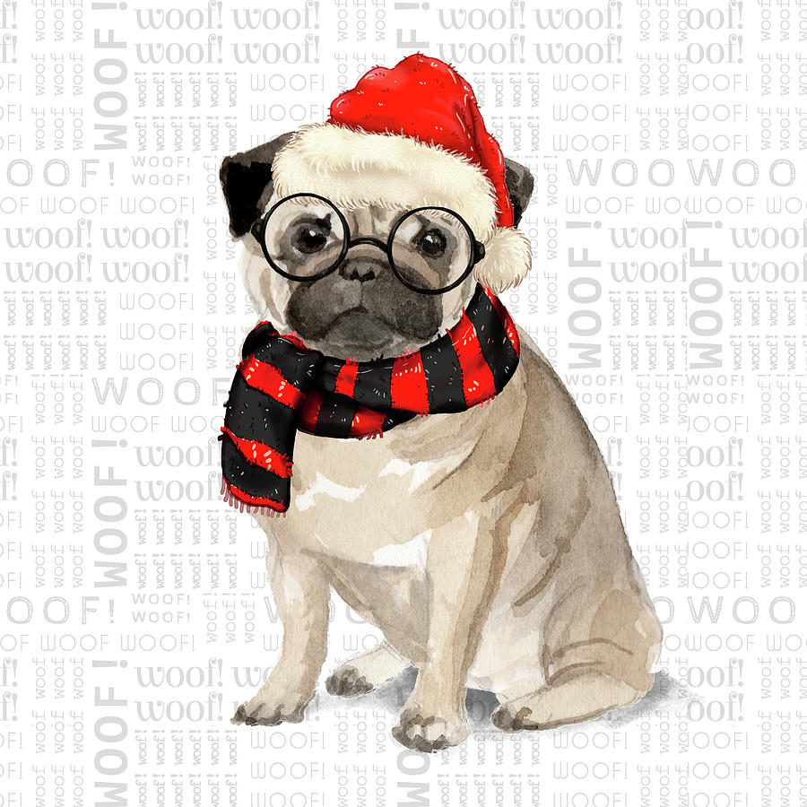 Pug Christmas Dog Digital Art by Doreen Erhardt