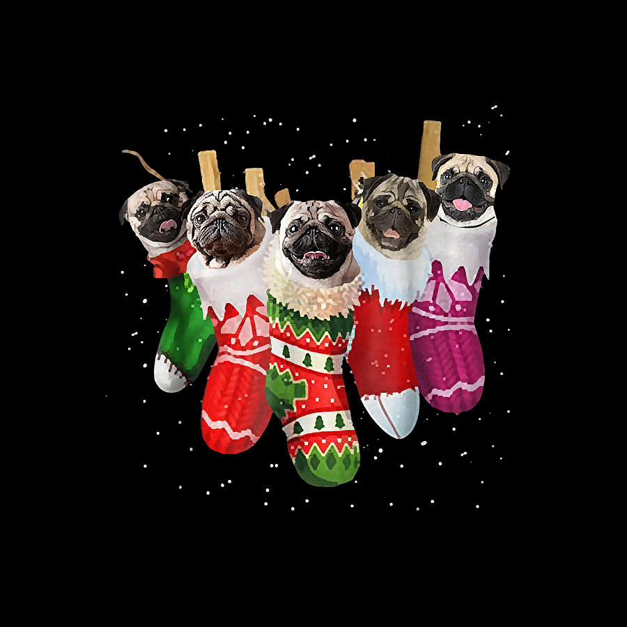 Pug Christmas Socks Funny T-Shirts Xmas Vintage Cute Gift Pug Christmas Socks Funny T-Shirts Xmas Vintage Cute Gift