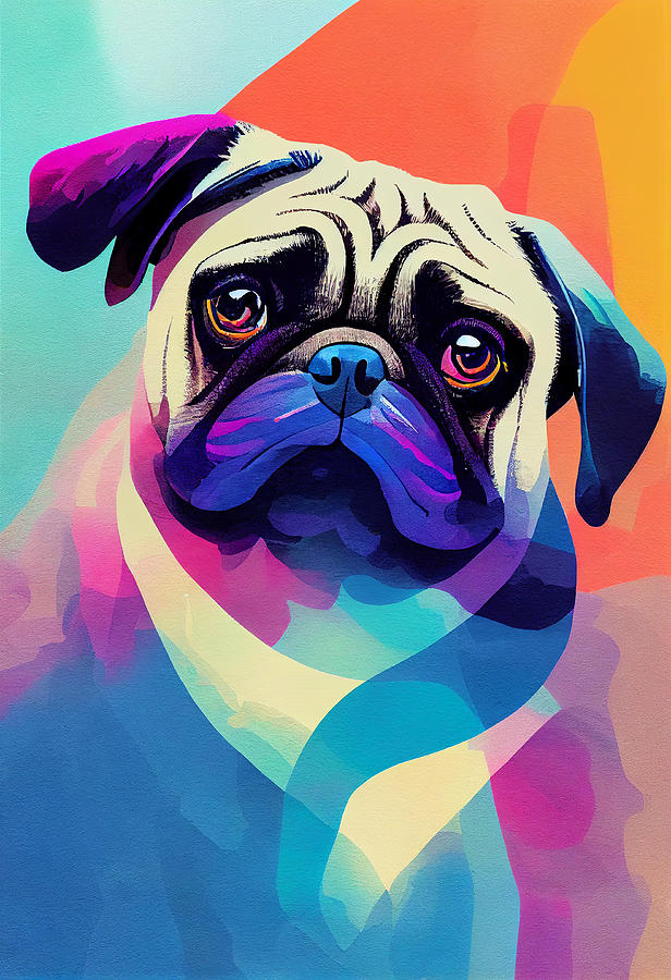 Pug Dog Lover Pug Dog Owner Pug Dog Painting Abstract And Creation   Pug Dog Dinh Nhat 