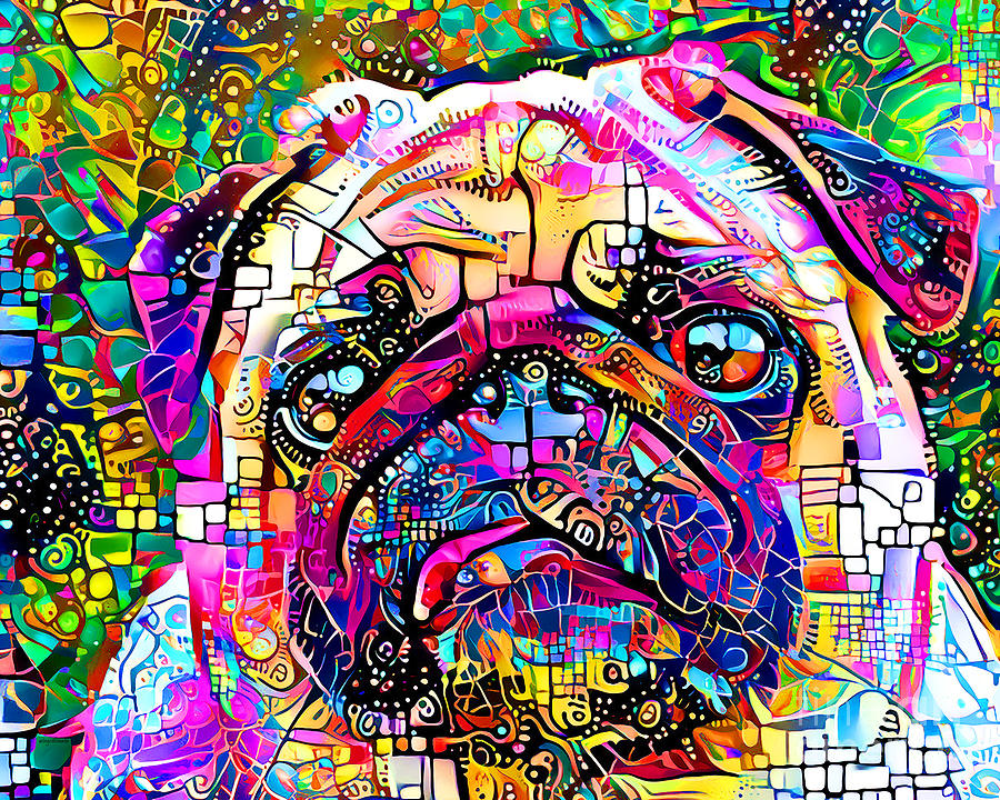 Pug Dog In Whimsical Modern Art 20211210 Photograph by Wingsdomain Art and Photography