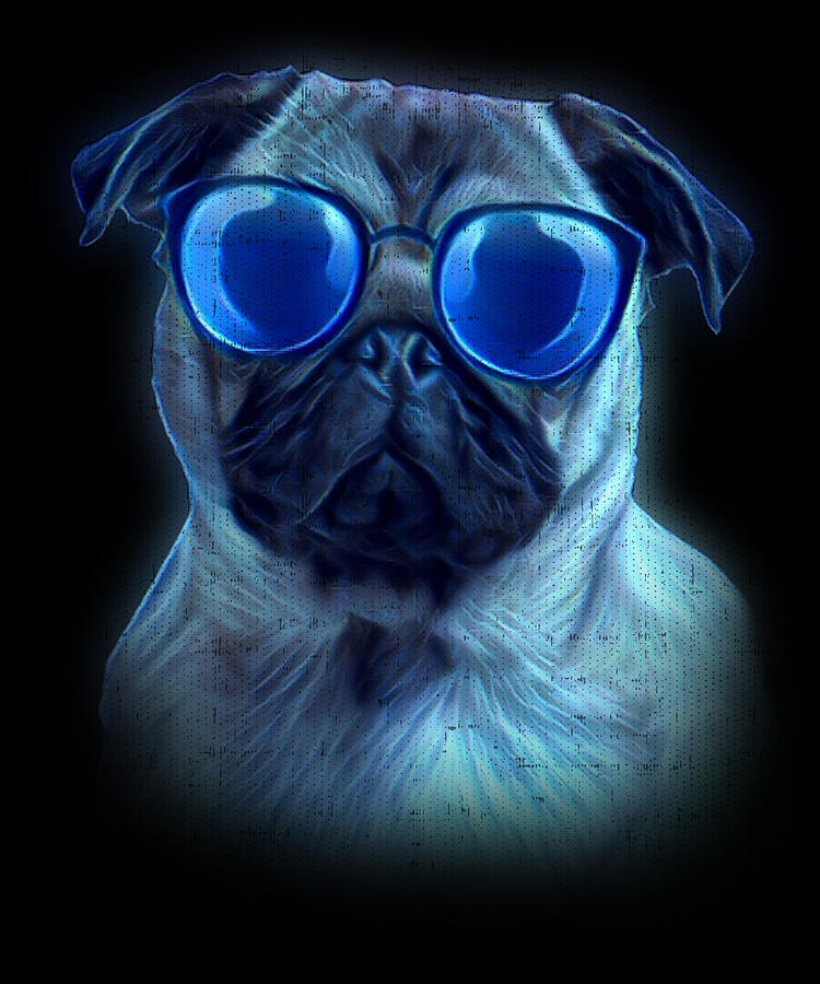 Pug Neon Dog Sunglasses Digital Art by Jacob Zelazny - Fine Art