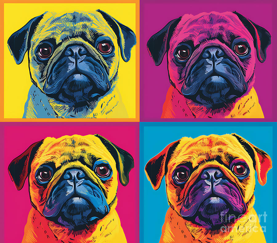 Pug Pop Art Style 01 Digital Art By Hanna J Henderson - Fine Art America