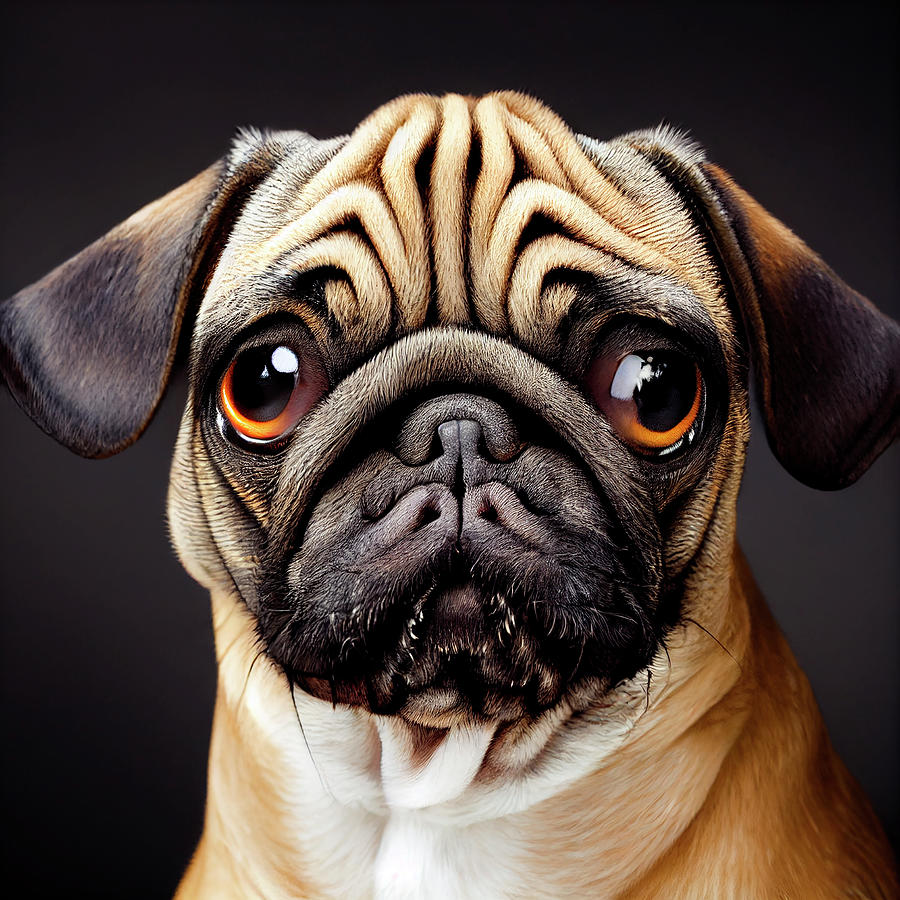 Pug Portrait Digital Art by Tim Hill - Fine Art America