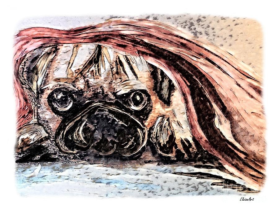 Pug Under A Blanket Painting