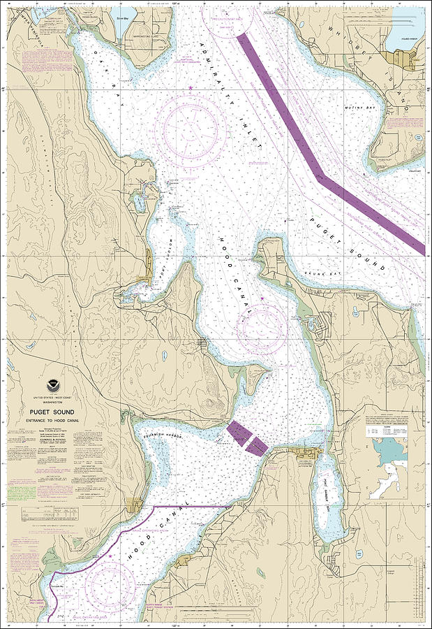 Puget Sound Entrance to Hood Canal Nautical Chart 18477 No Borders Digital Art by John Gernatt
