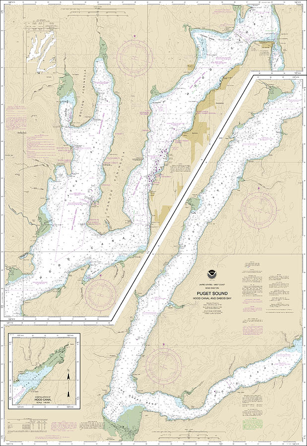 Puget Sound Hood Canal and Dabob Bay Nautical Chart 18476 Modified ...