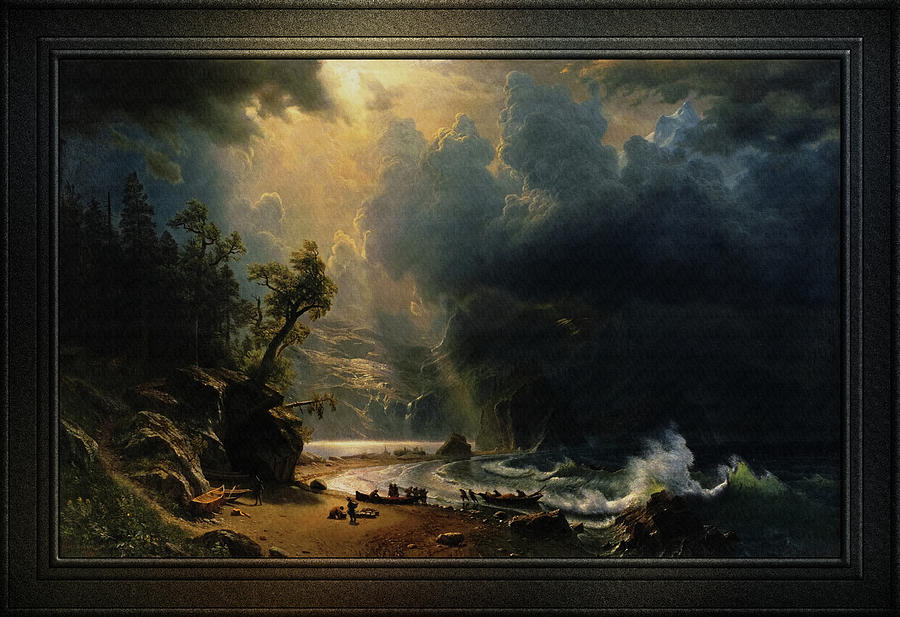 Puget Sound on the Pacific Coast by Albert Bierstadt Painting by Rolando Burbon