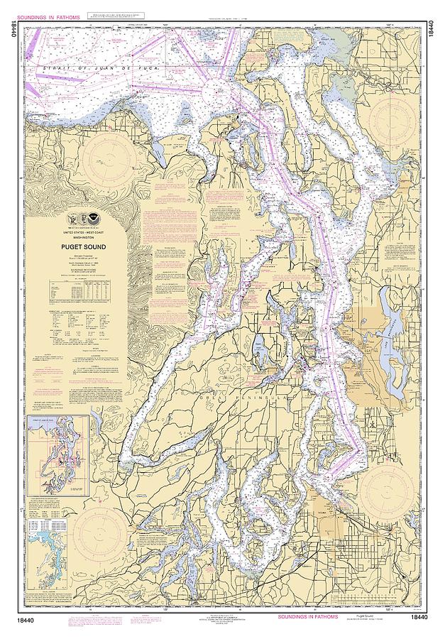 Puget Sound Washington, Noaa Chart 18440 Digital Art By Nautical 