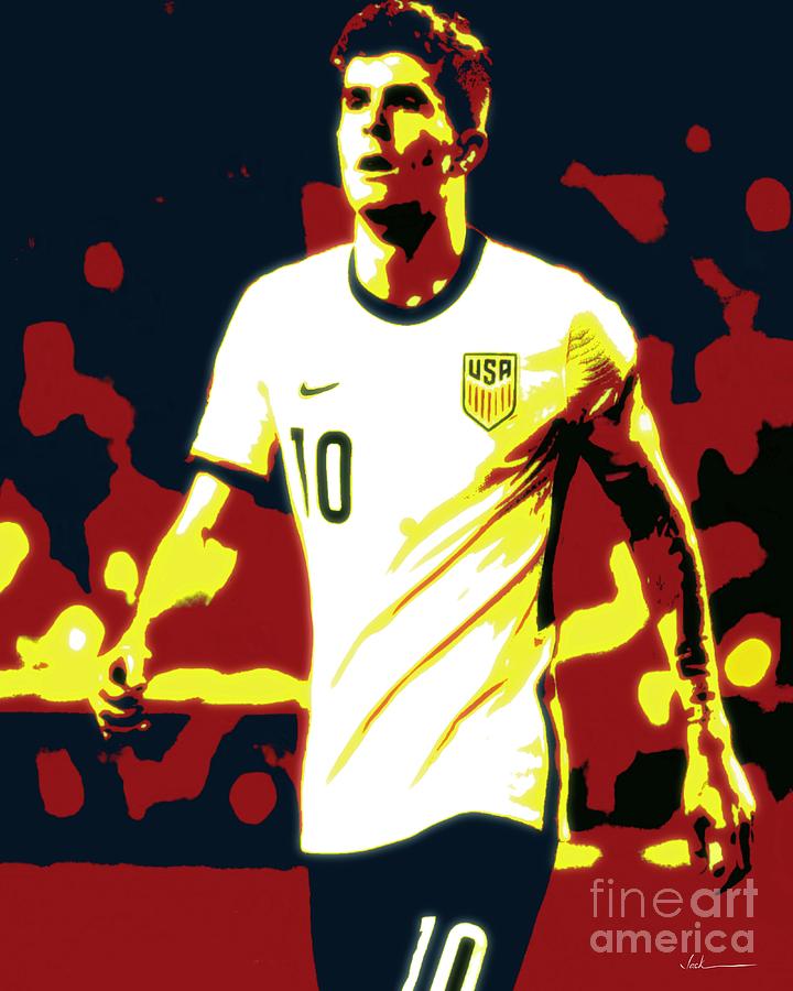Christian Painting - Pulisic USA 2021 by Jack Bunds Christian Painting - Pulisic USA 2021 by Jack Bunds