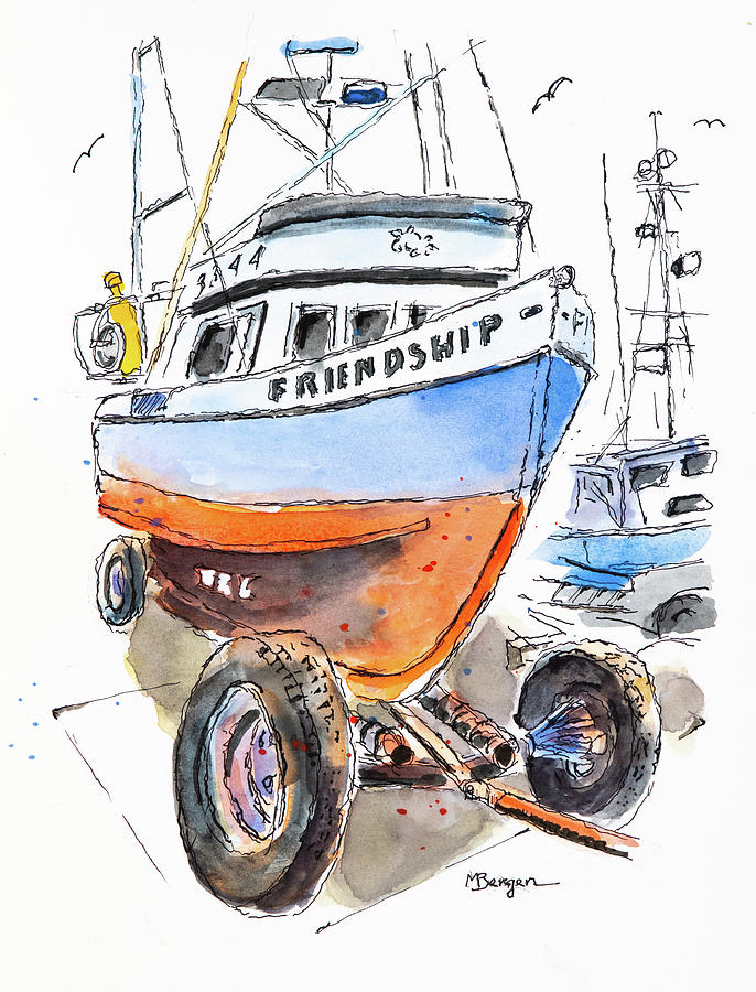 Pull Toy - Port Orford Drawing by Mike Bergen