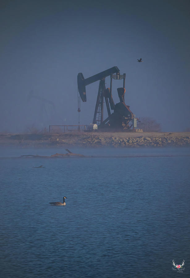 Pump Jack in the Fog Photograph by Pam Rendall