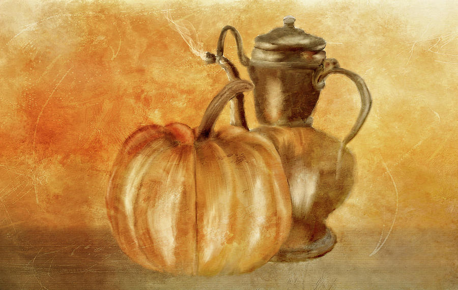 Pumpkin and Coffee Time Digital Art by Mary Timman