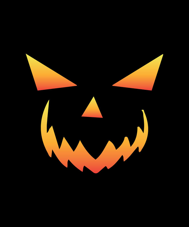 Pumpkin face scary smile orange red Halloween Digital Art by