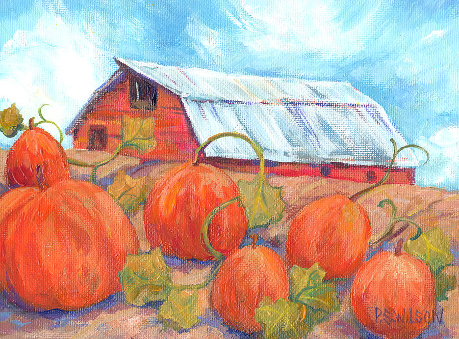Pumpkin Farm Painting by Peggy Wilson