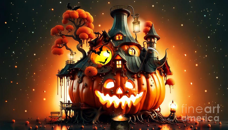 Pumpkin House Digital Art by Mo T
