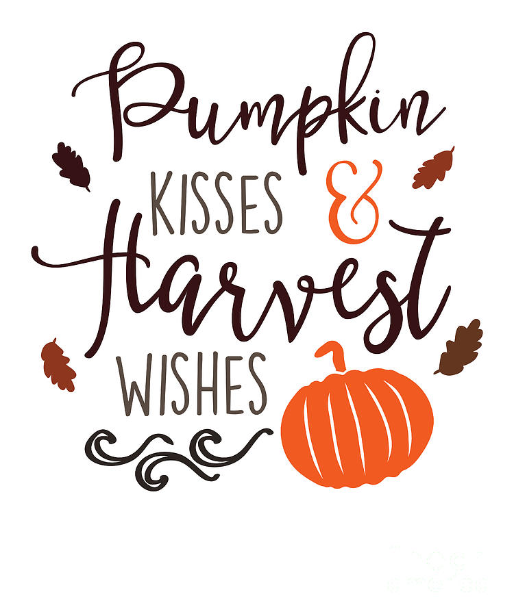 Pumpkin Kisses Autumn Thanksgiving Harvest Digital Art by Amusing DesignCo