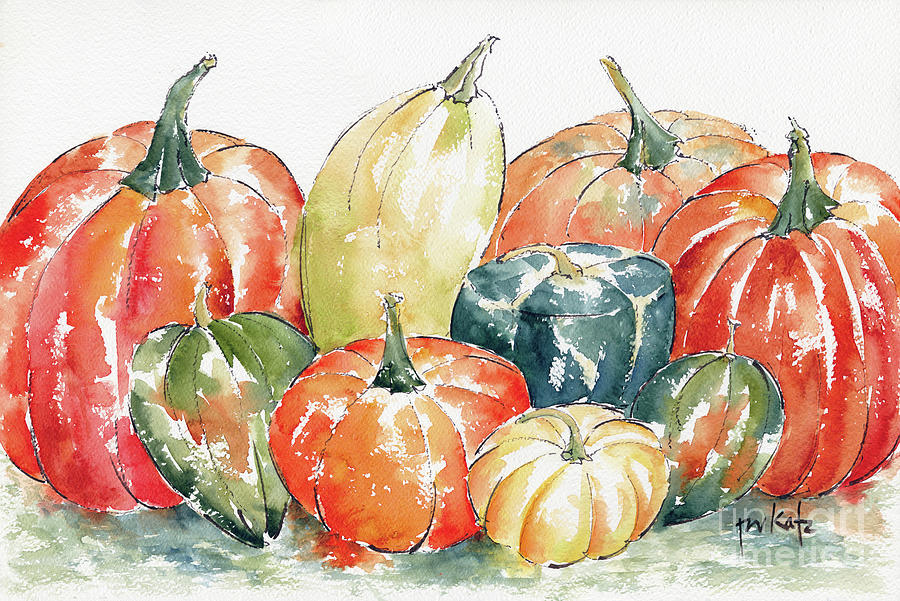 Pumpkin Party Painting by Pat Katz